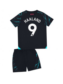 Otroški Nogometna dresi replika Manchester City Erling Haaland #9 Tretji 2023-24 Kratek rokav (+ hlače)